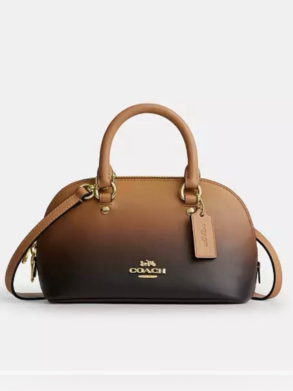 🤎Coach NWT Brown Ombre‎ Lara Mini Satchel with Crossbody Strap & Gold Hardware